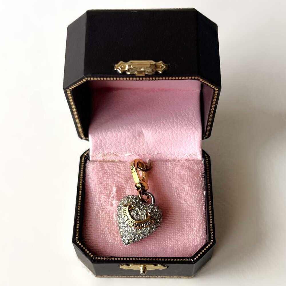 Juicy Couture Puffy Heart Crystal-Pave Charm, New with Box